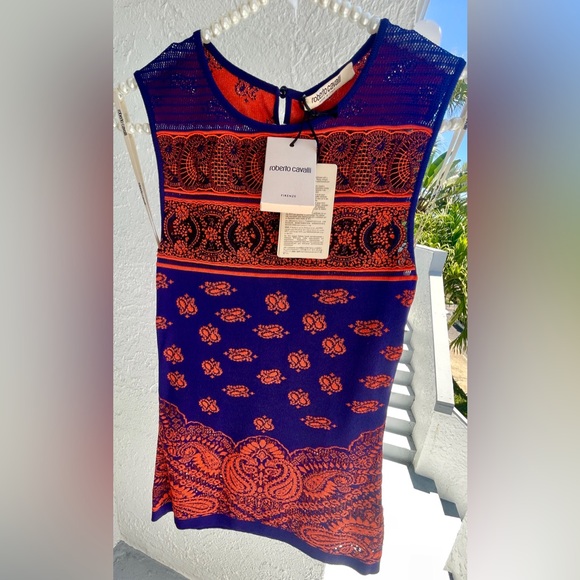 Roberto Cavalli Tops - Robert Carvalli $1150. NWT Stunning Top Sz EU 38 Royal Blue & Burnt Orange